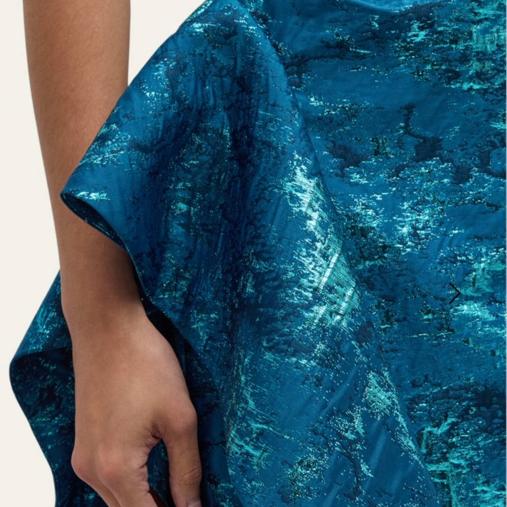 Teri Jon Metallic Jacquard Evening Gown - Picture 4 of 6